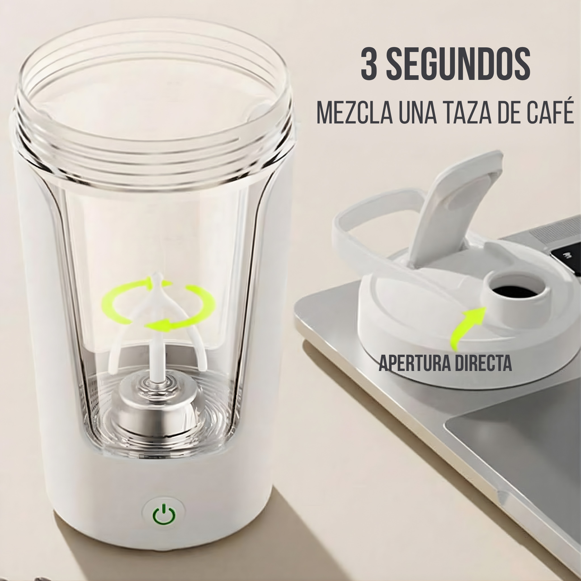 Shaker Eléctrico Portátil 450 ml con Carga USB-C