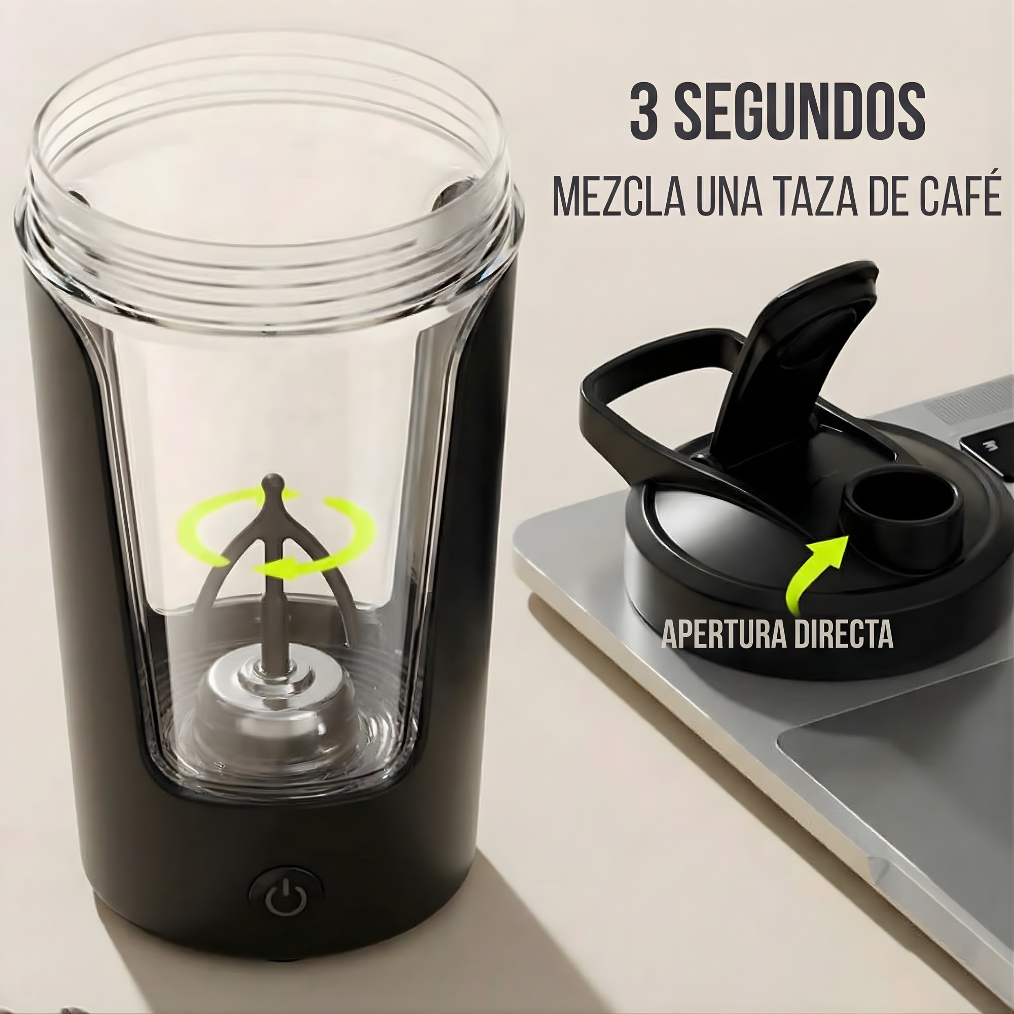 Shaker Eléctrico Portátil 450 ml con Carga USB-C